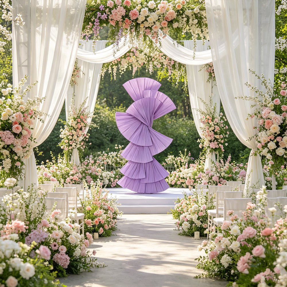 Flowerva Retro Purple Fan Shaped Wedding Decoration