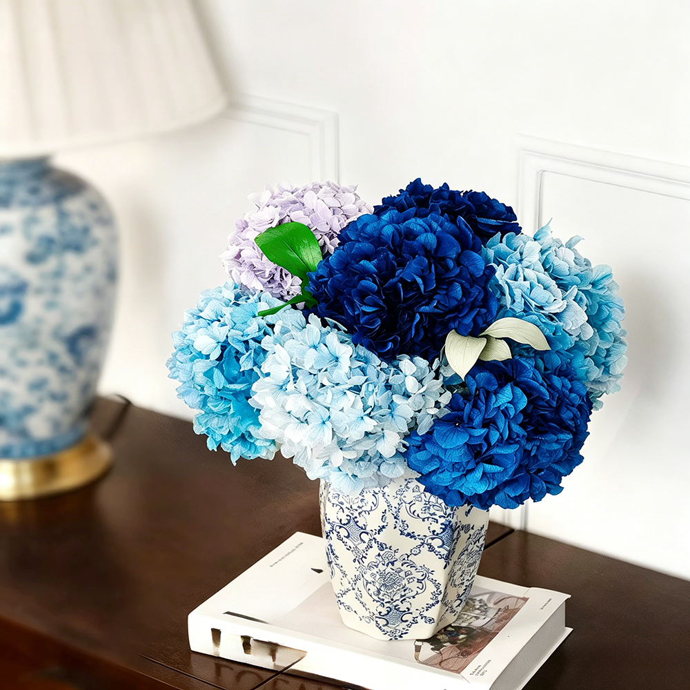 Flowerva Hydrangea Vase Arrangement Premium Decor
