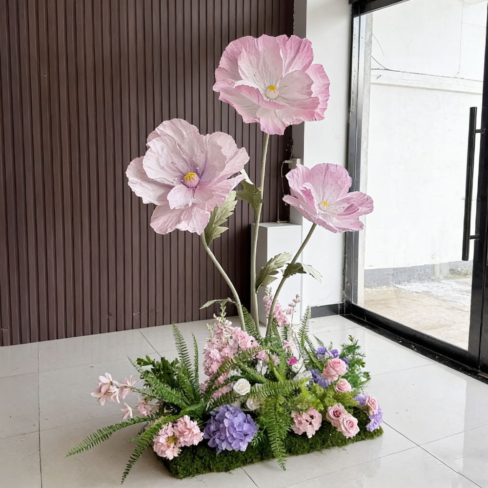 Flowerva Luxe Couture Ruffled Poppy Pink Art Installation