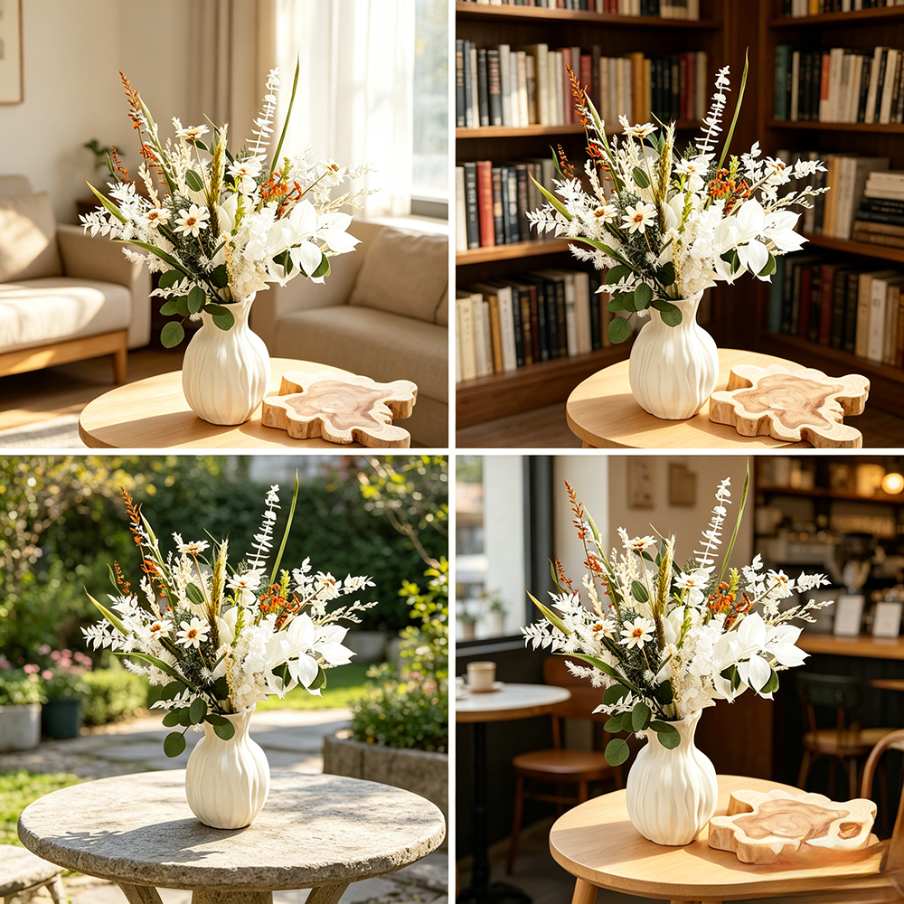 Flowerva Minimalist Everlasting Vase Arrangement Premium Decor