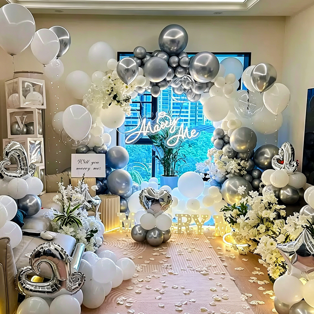 Flowerva Indoor Marriage Proposal Scene Decoration Balloon Set