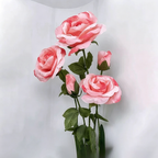 Flowerva Pink Rose Verdant Cluster Premium Decor