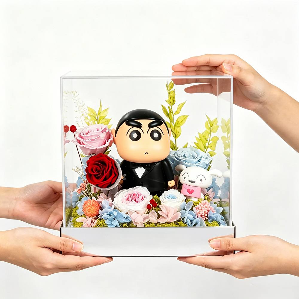 Flowerva Crayon Character Preserved Flower Box Premium Decor
