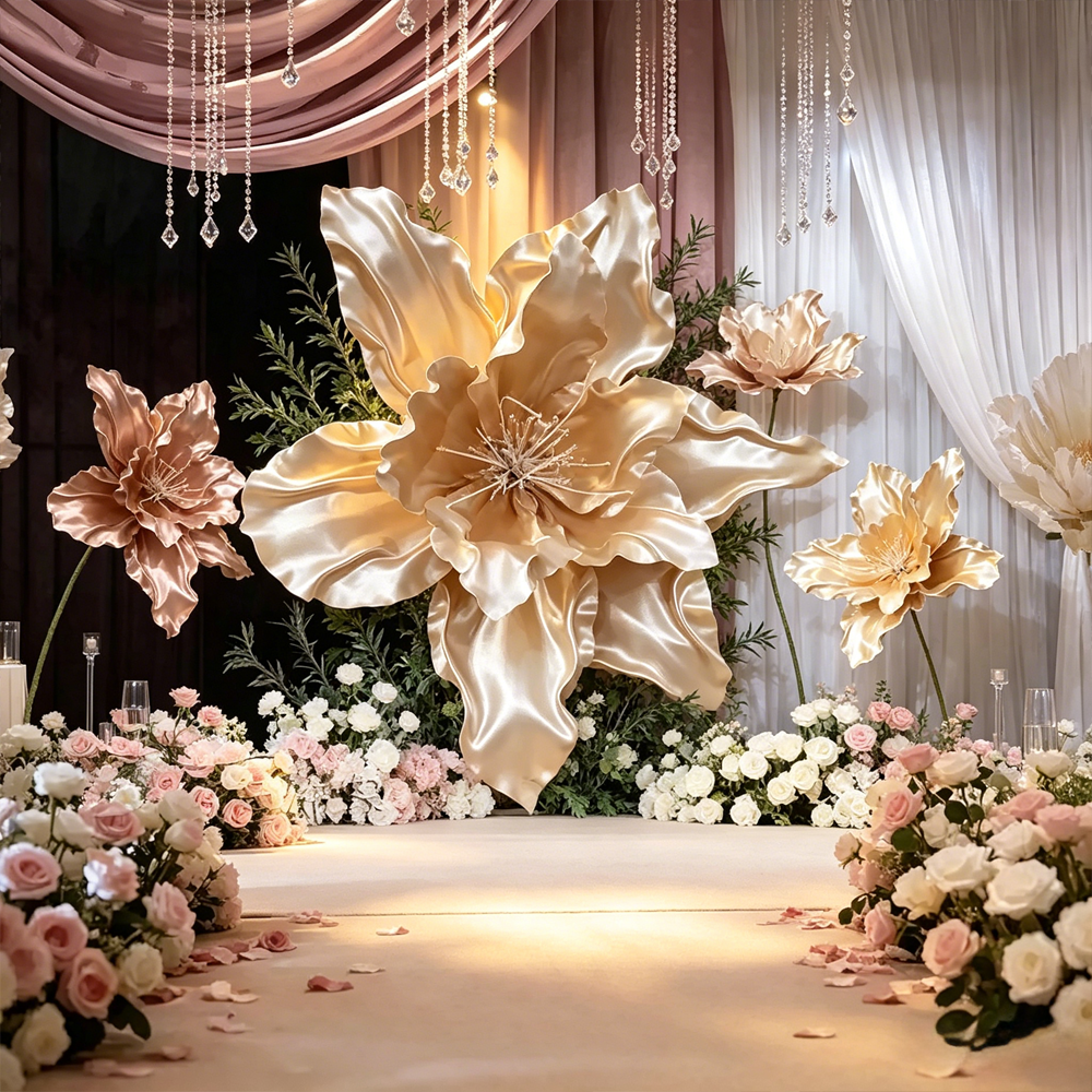 Flowerva Opulent Satin Veil Premium Decor