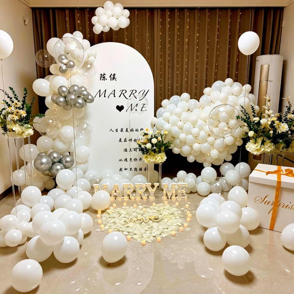 Flowerva Romantic Proposal & Valentine’s Day Confession Balloon Kit with Custom KT Backdrop Decor
