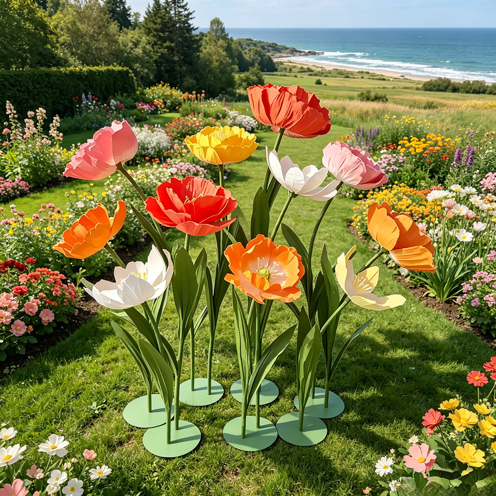 Flowerva Standing Poppy Aura Sculpture Premium Decor