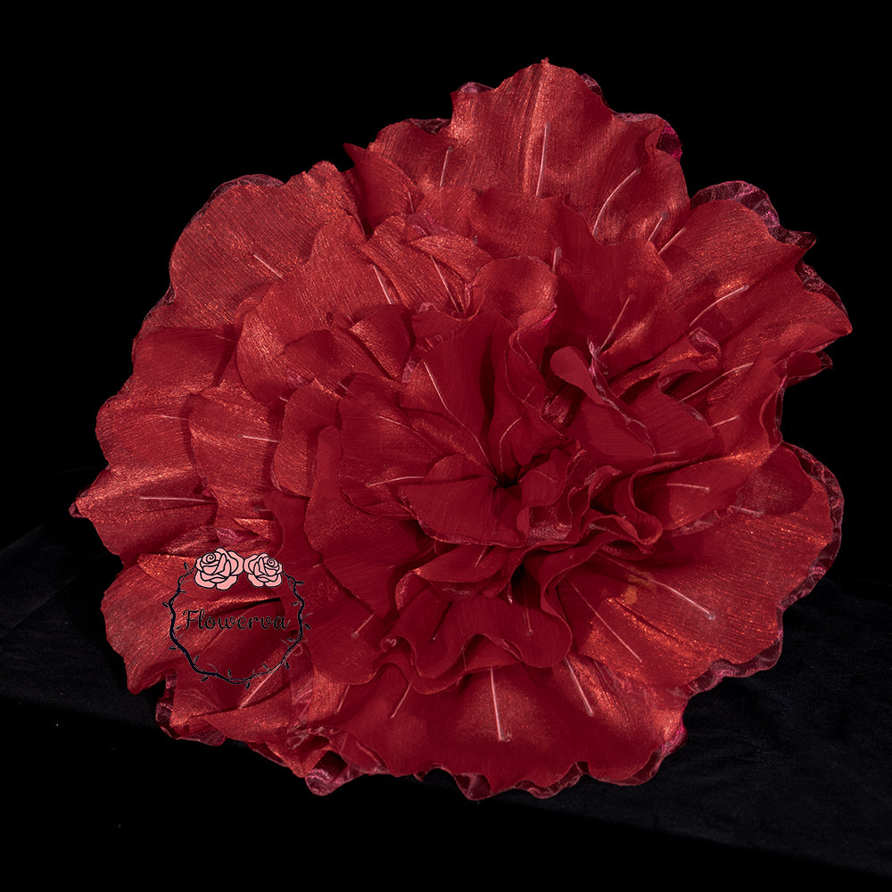 Flowerva Scarlet Shimmer Ruffled Fabric Flower
