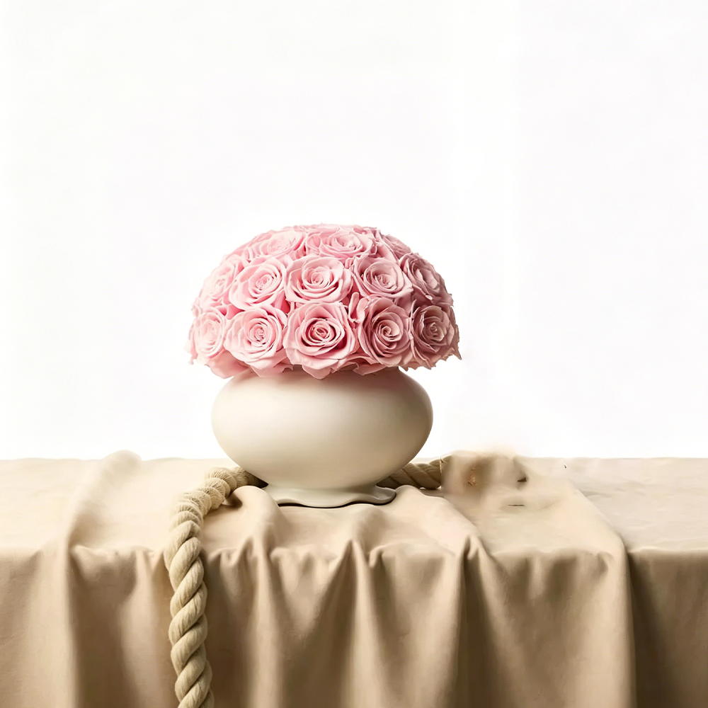 Premium Baby Pink Preserved Rose Vase Gift Box