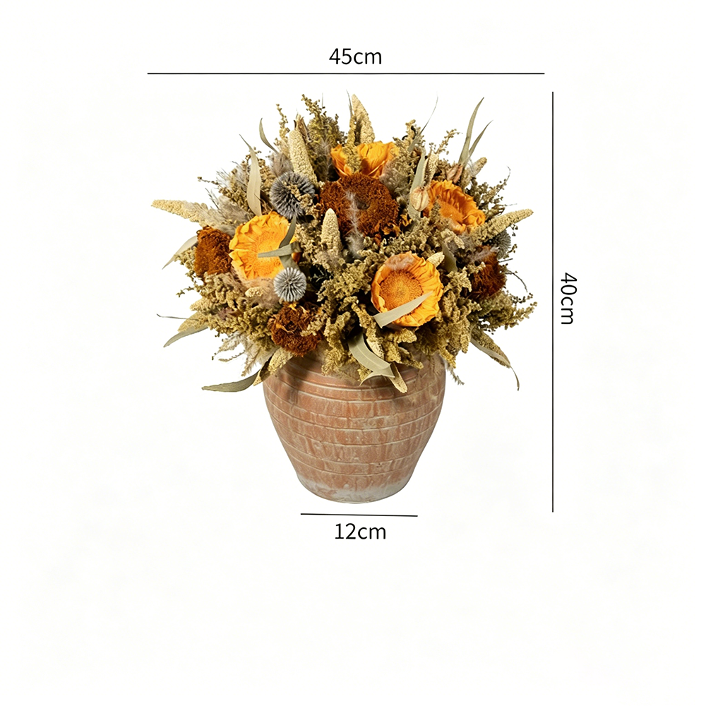 Flowerva Sunflower Terracotta Vase Arrangement Premium Decor