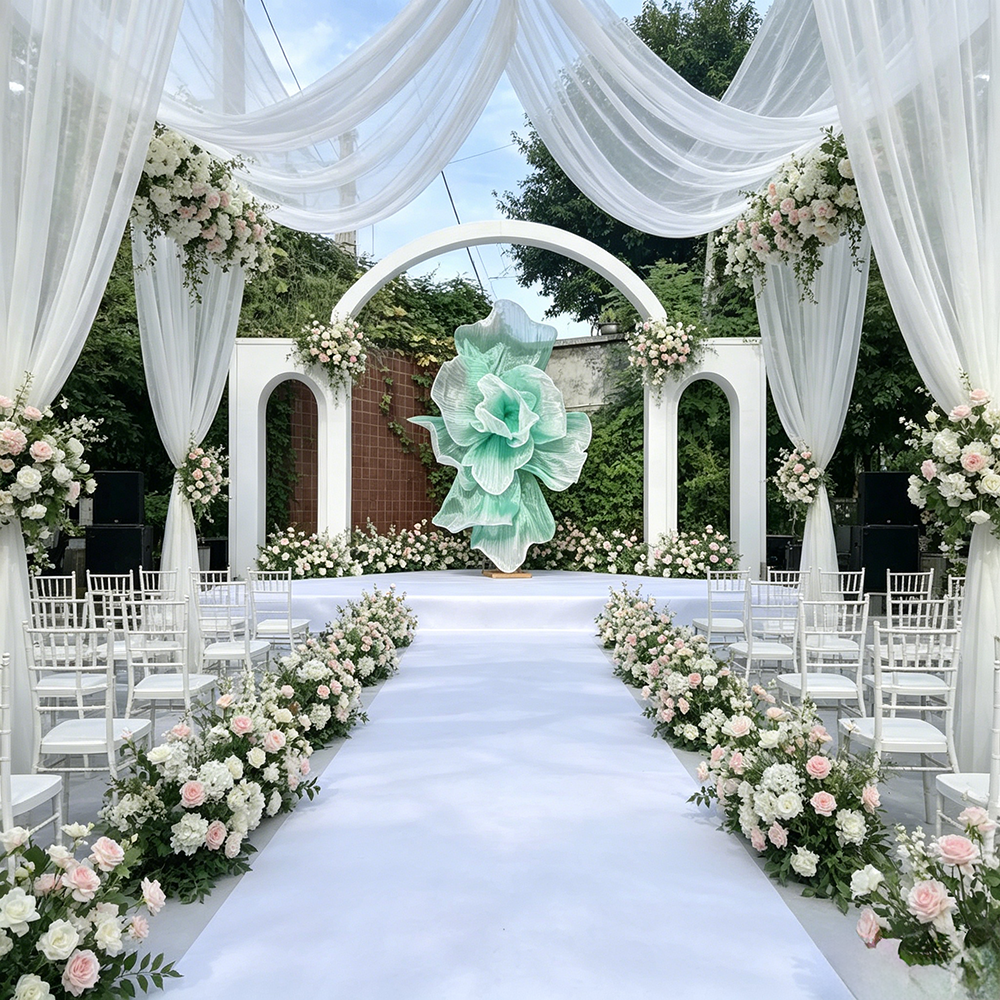 Flowerva Gradient Green Veil Form Art Installation (Without Base)