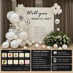 Flowerva Romantic Proposal & Valentine’s Day Confession Balloon Kit with Custom KT Backdrop Decor