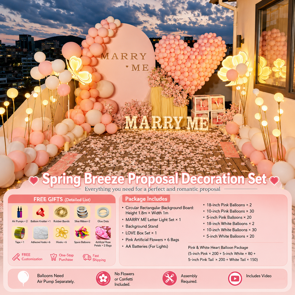 Flowerva Romantic Pink Balloon Set for Proposal & Confession Decoration