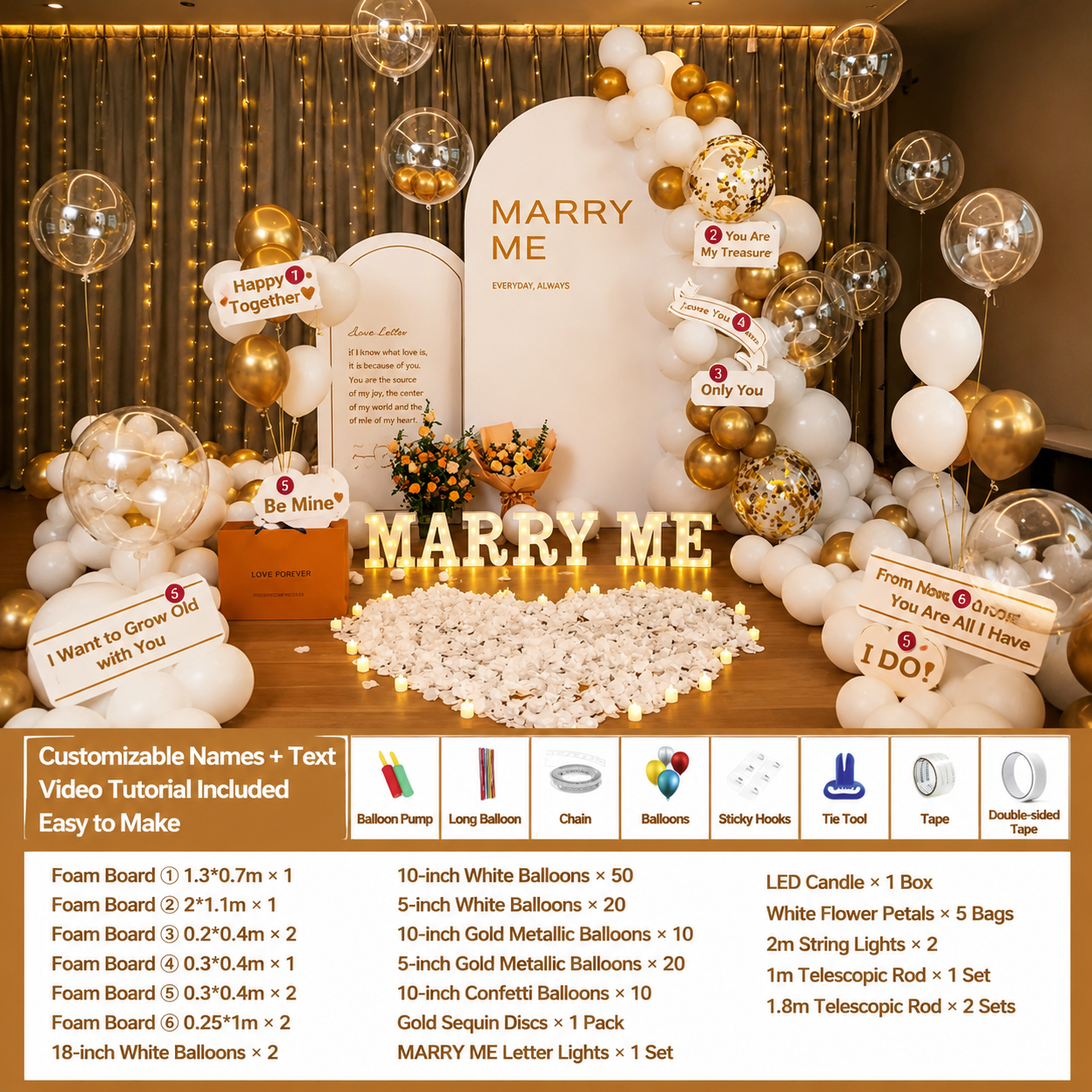 Flowerva Indoor Marriage Proposal Scene Decoration Balloon Set