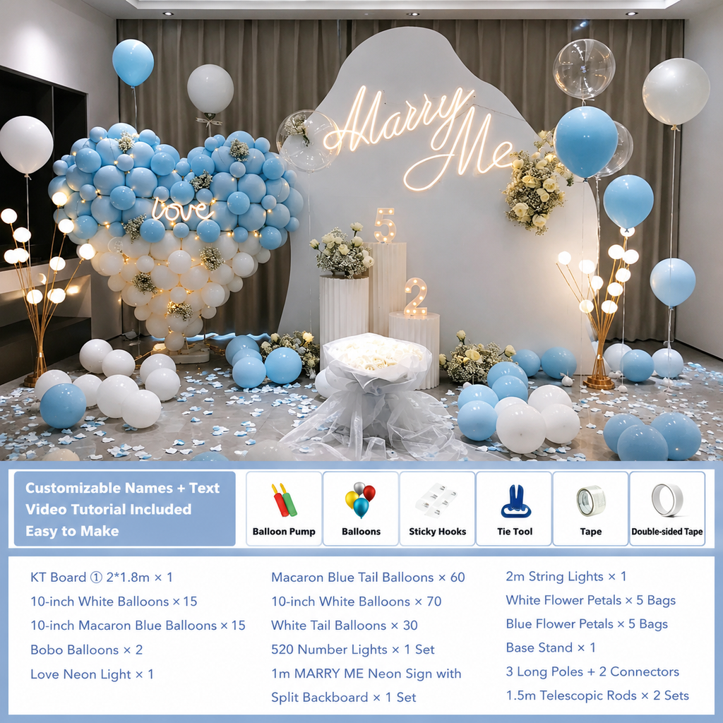 Flowerva Indoor Marriage Proposal Scene Decoration Balloon Set