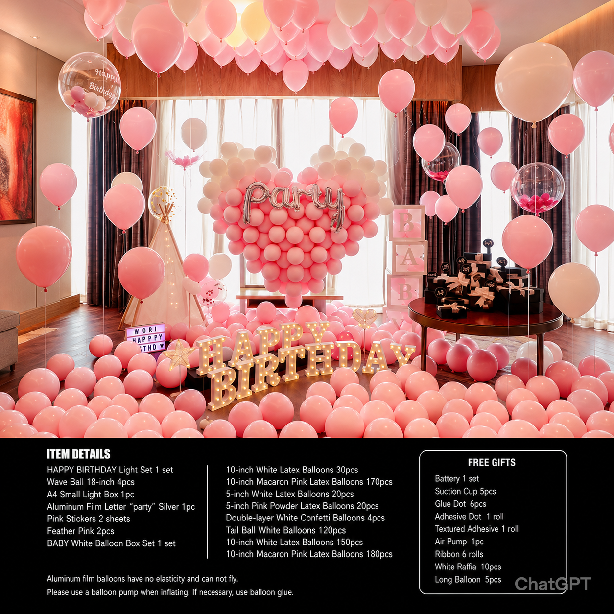 Flowerva Birthday Party Balloon Decoration Scene Set