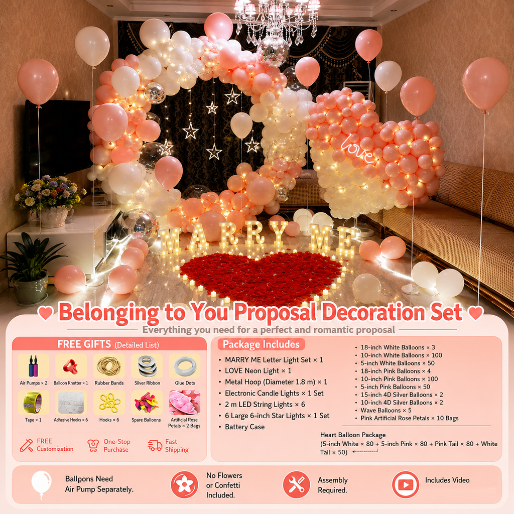 Flowerva Romantic Pink Balloon Set for Proposal & Confession Decoration