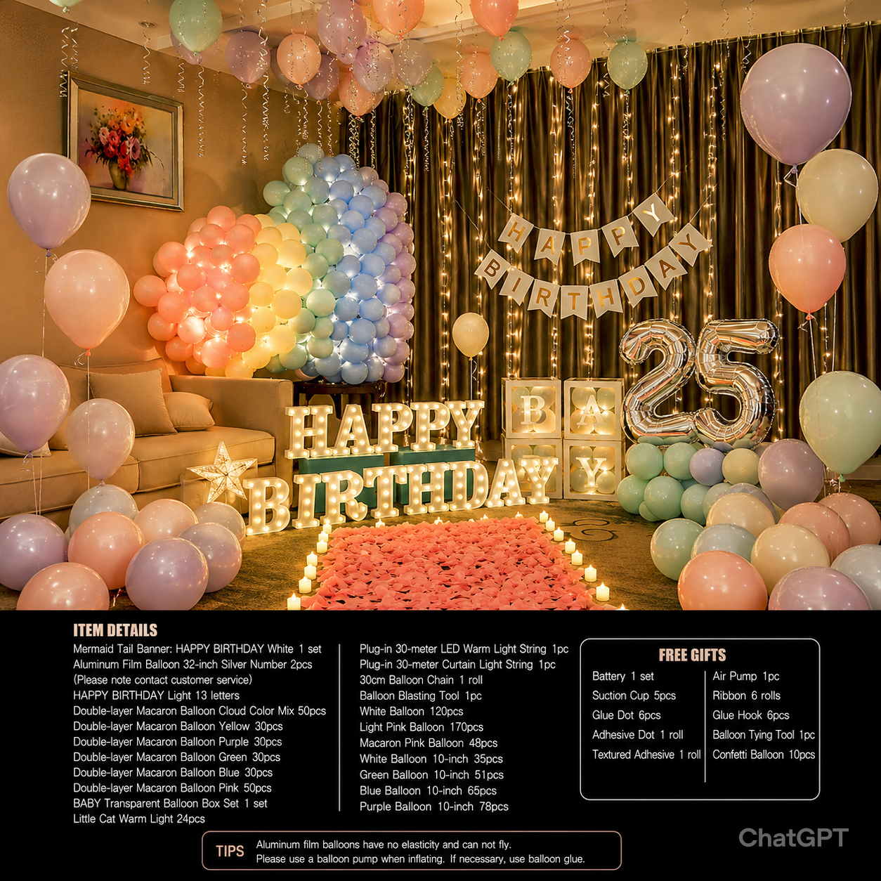 Flowerva Birthday Party Balloon Decoration Scene Set