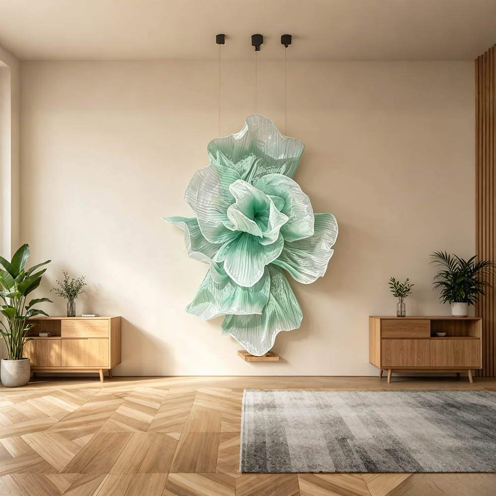 Flowerva Gradient Green Veil Form Art Installation (Without Base)