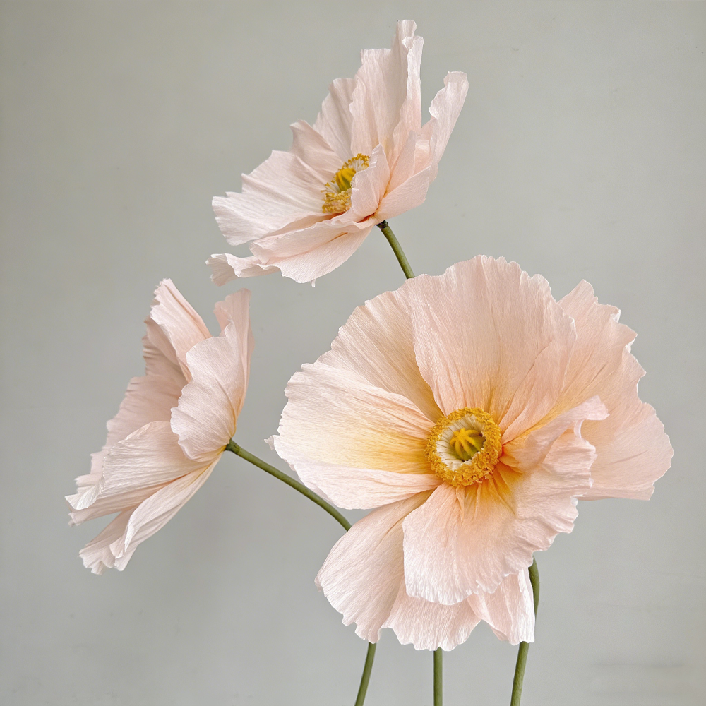 Flowerva Ethereal Crepe Paper Poppy Pink Art Installation