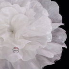 Flowerva Silvery-White Shimmer Ruffled Fabric Flower