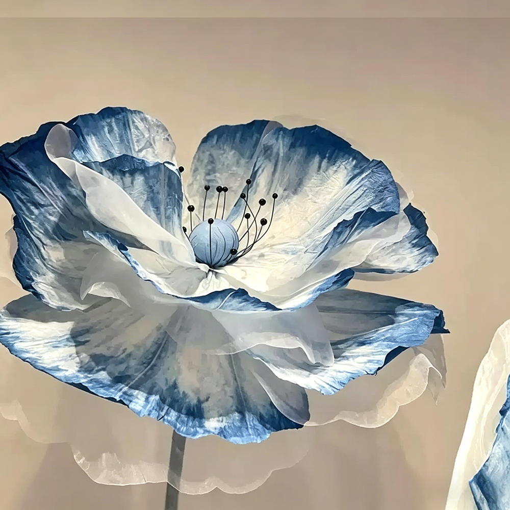 Flowerva Poppy Ink Wash Veil Premium Decor