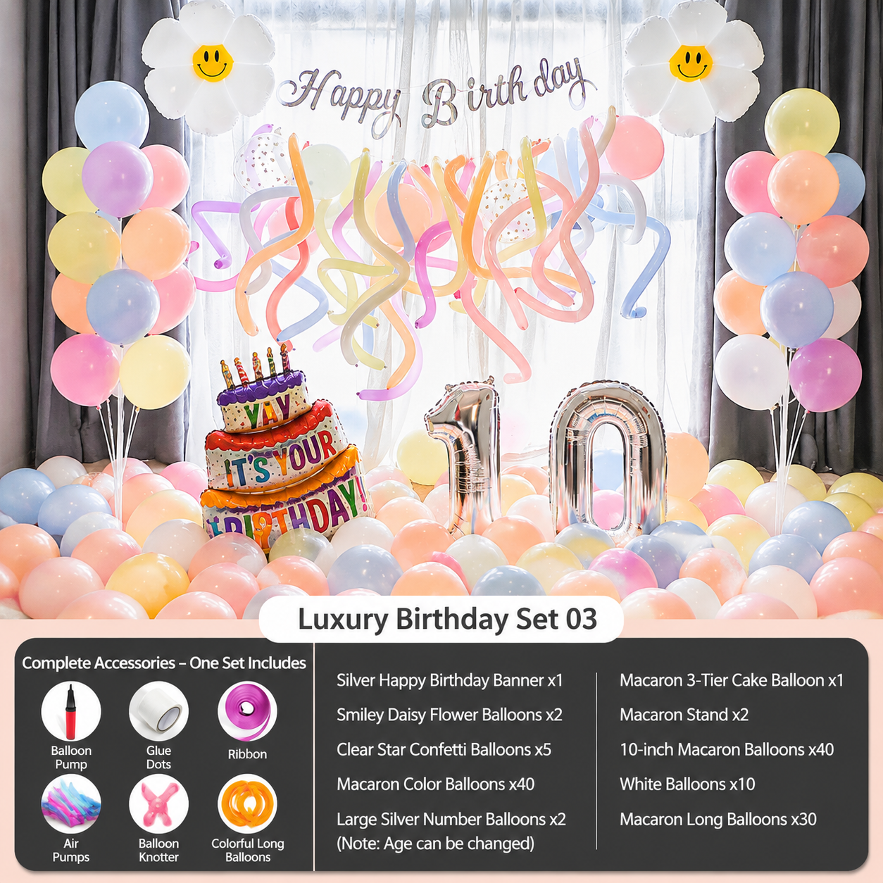 Flowerva Birthday Party Balloon Set Atmosphere Scene Decoration