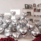 Flowerva 18-inch Pink Silver Heart Foil Balloon for Wedding Birthday Party Decoration