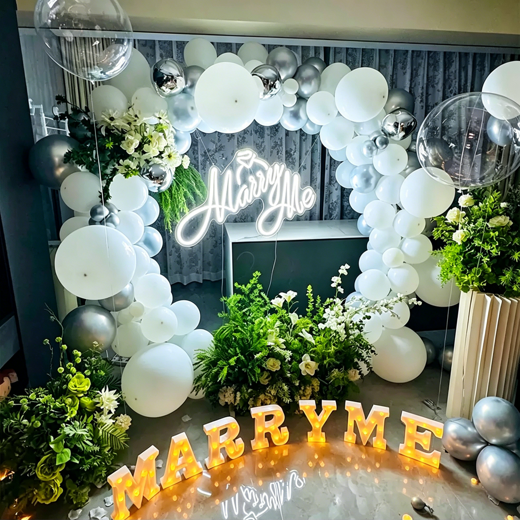 Flowerva Indoor Marriage Proposal Scene Decoration Balloon Set