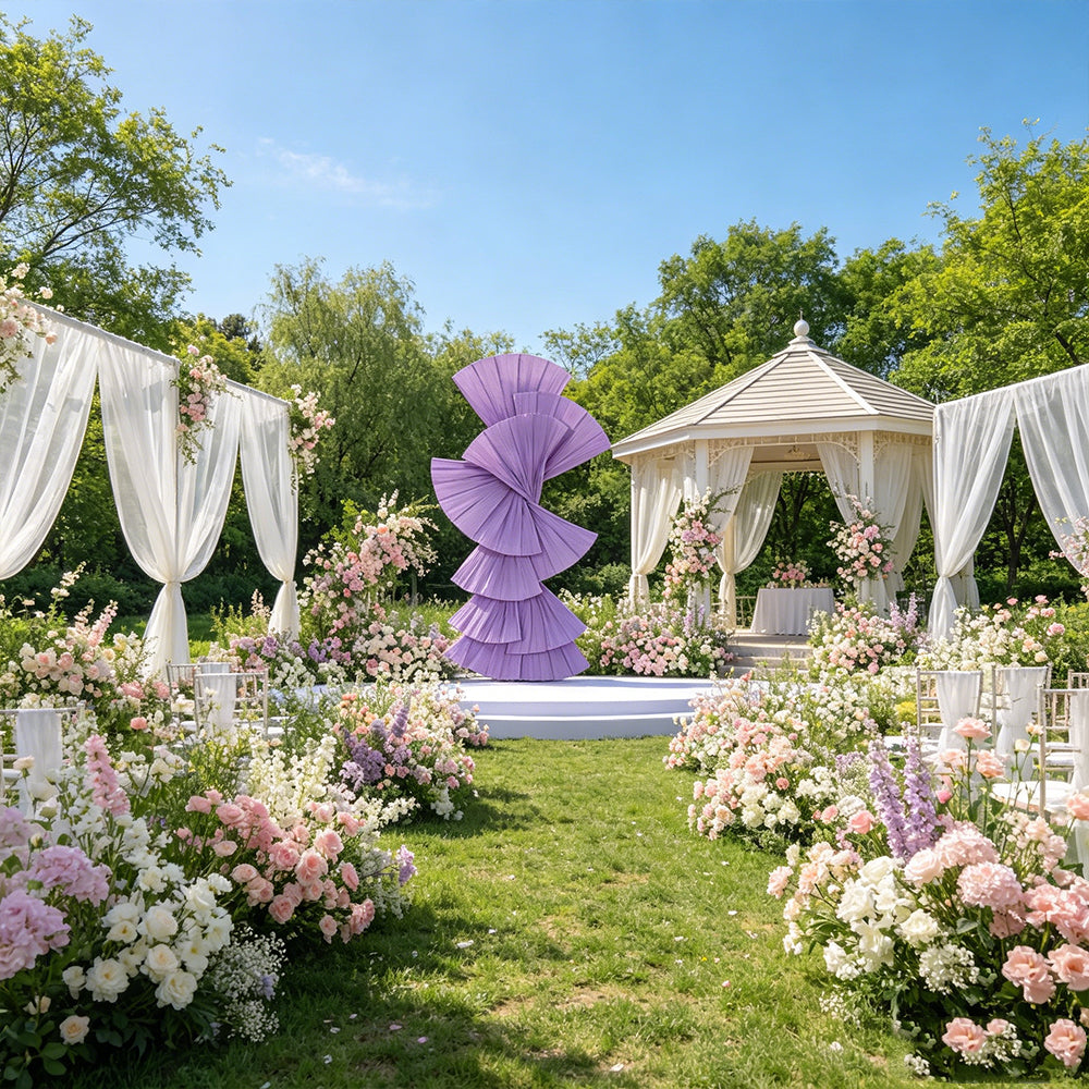 Flowerva Retro Purple Fan Shaped Wedding Decoration