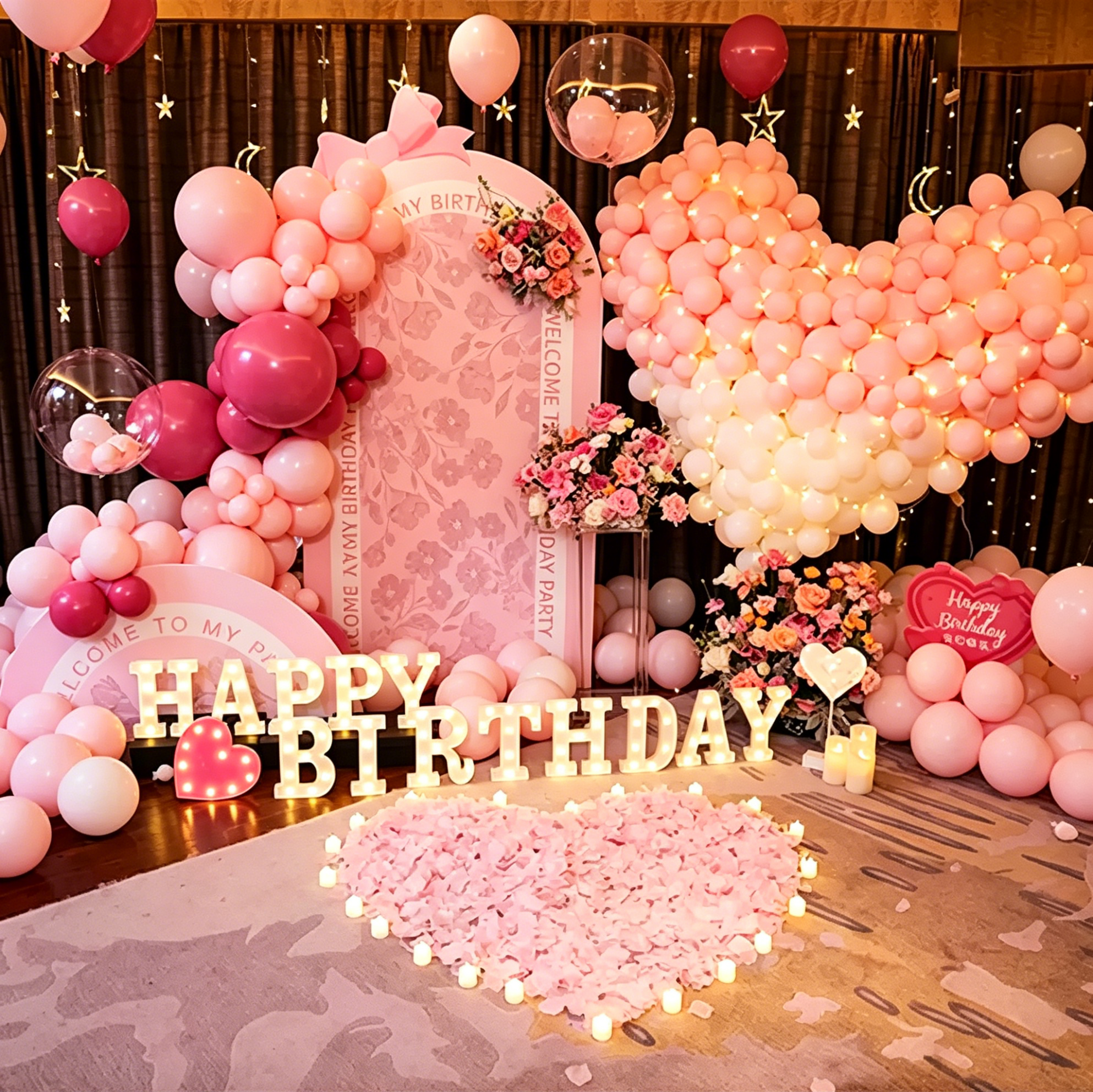 Flowerva Birthday Party Balloon Decoration Scene Set