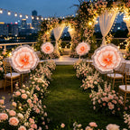 Flowerva Peach Tulle-Trimmed Premium Flower