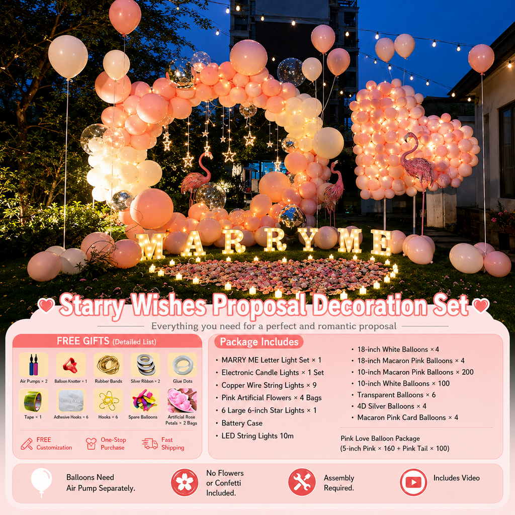 Flowerva Romantic Pink Balloon Set for Proposal & Confession Decoration