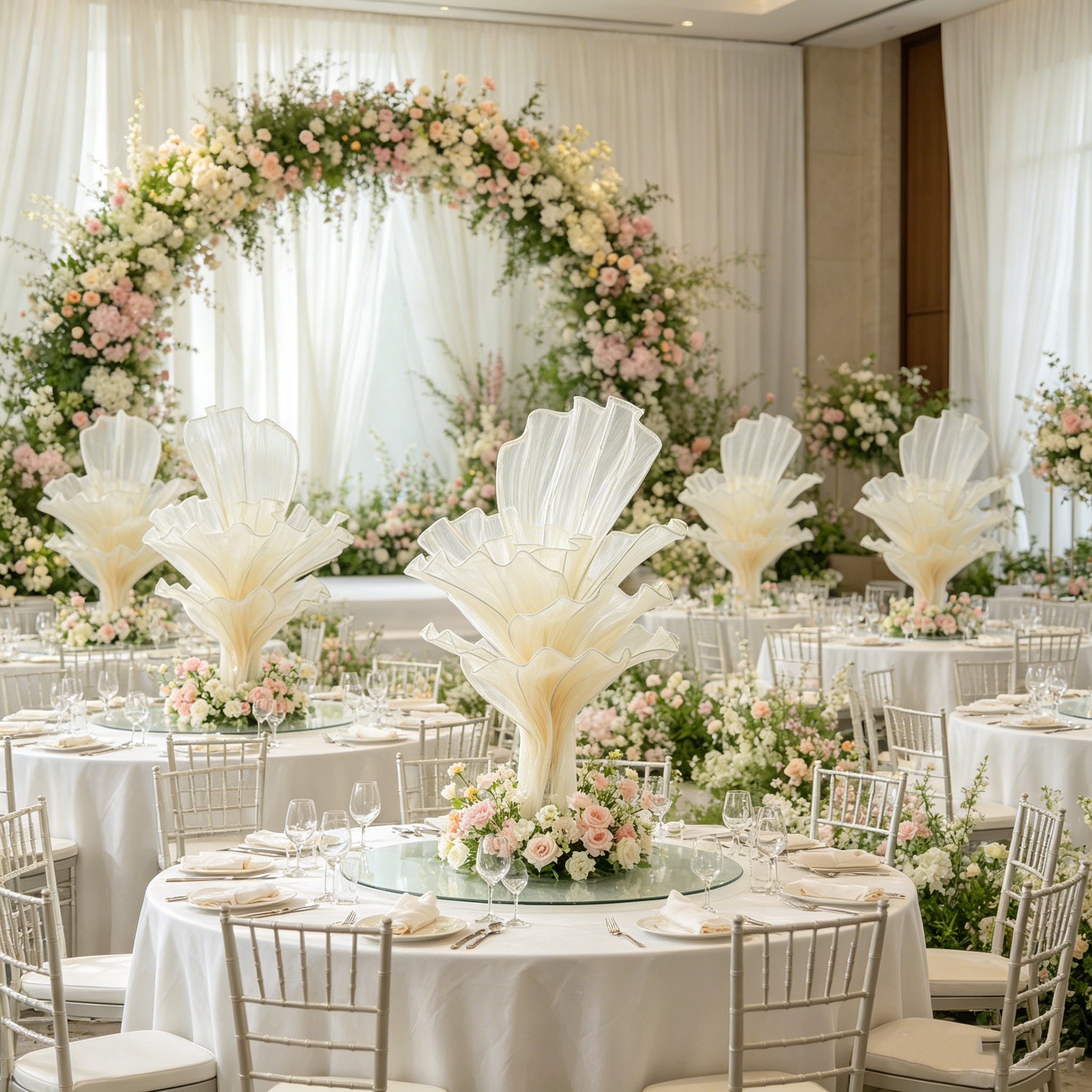 Flowerva Airy Champagne Veil Eternal Table Flower