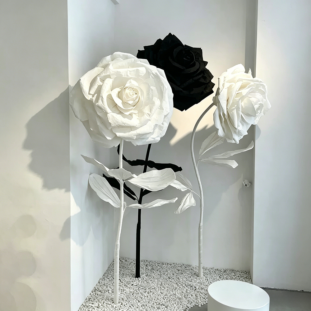 Flowerva White Rose Chroma Cluster Premium Decor
