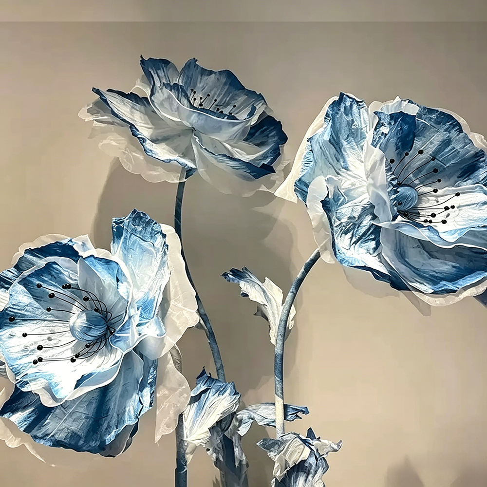 Flowerva Poppy Ink Wash Veil Premium Decor
