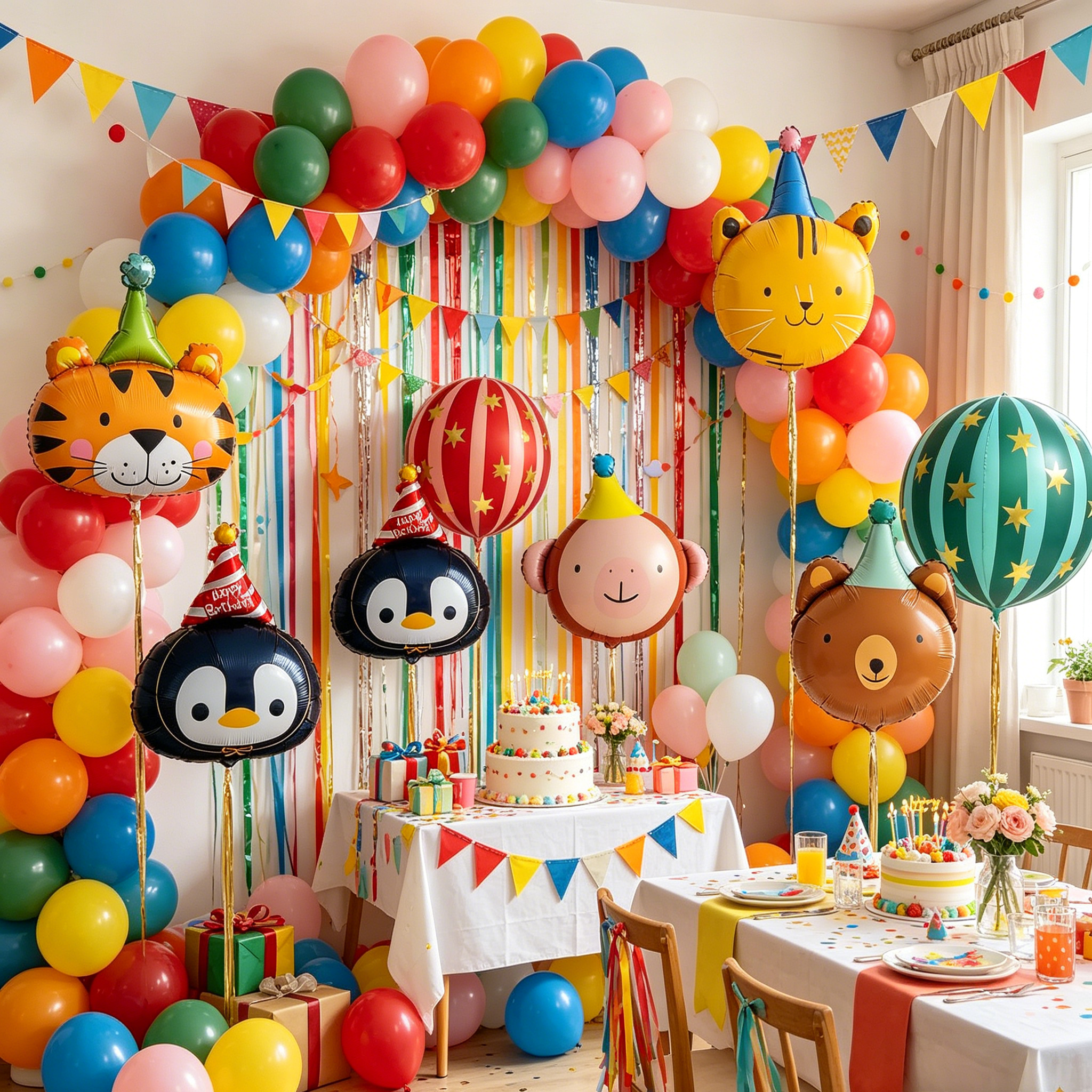 Flowerva Cartoon Creative Animal Foil Balloons Kids Birthday Party Scene Decoration