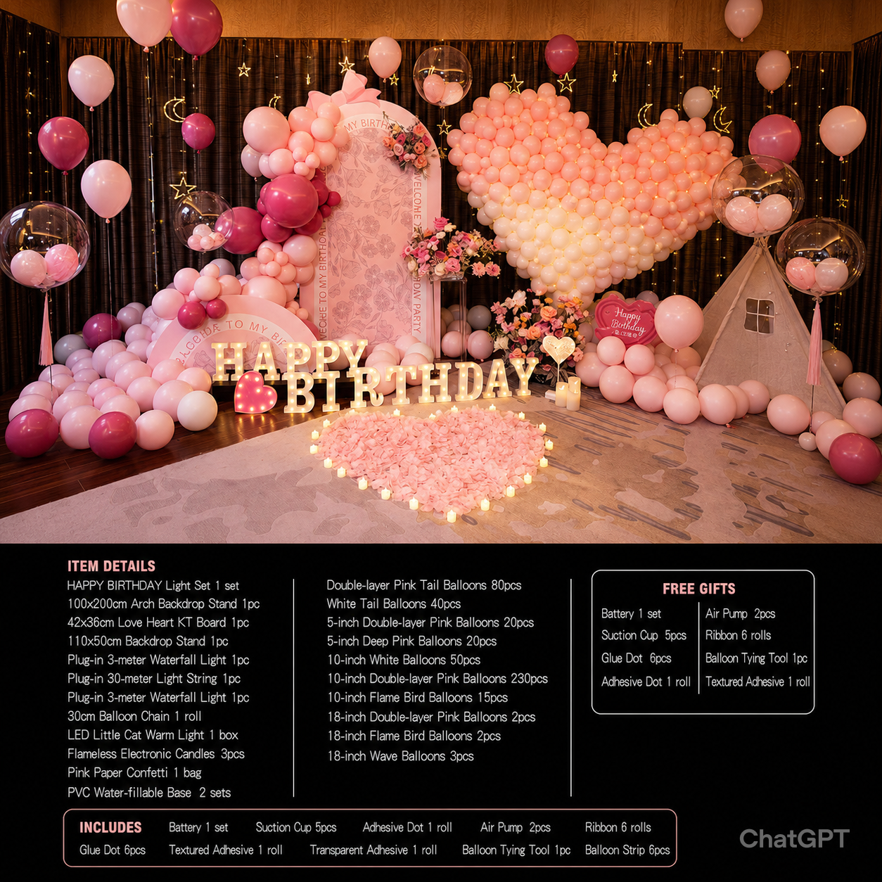 Flowerva Birthday Party Balloon Decoration Scene Set