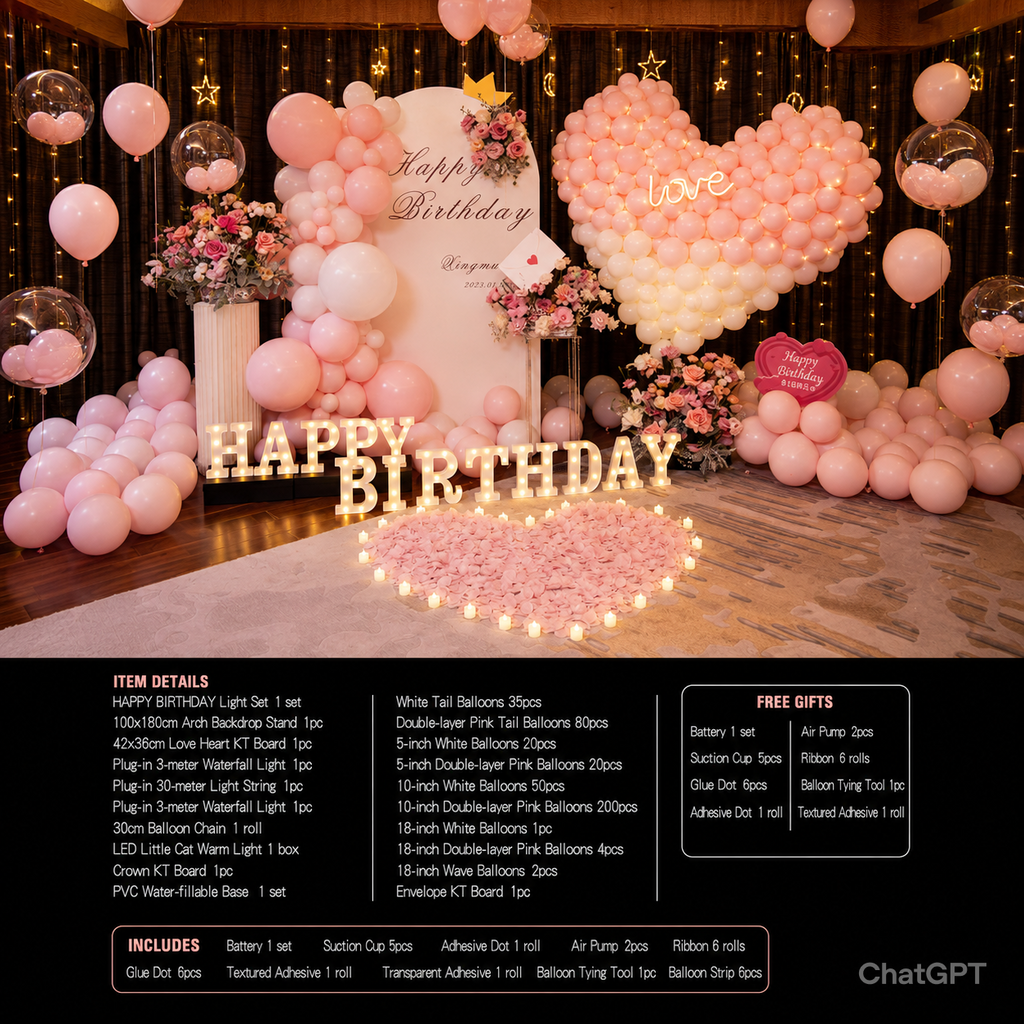 Flowerva Birthday Party Balloon Decoration Scene Set