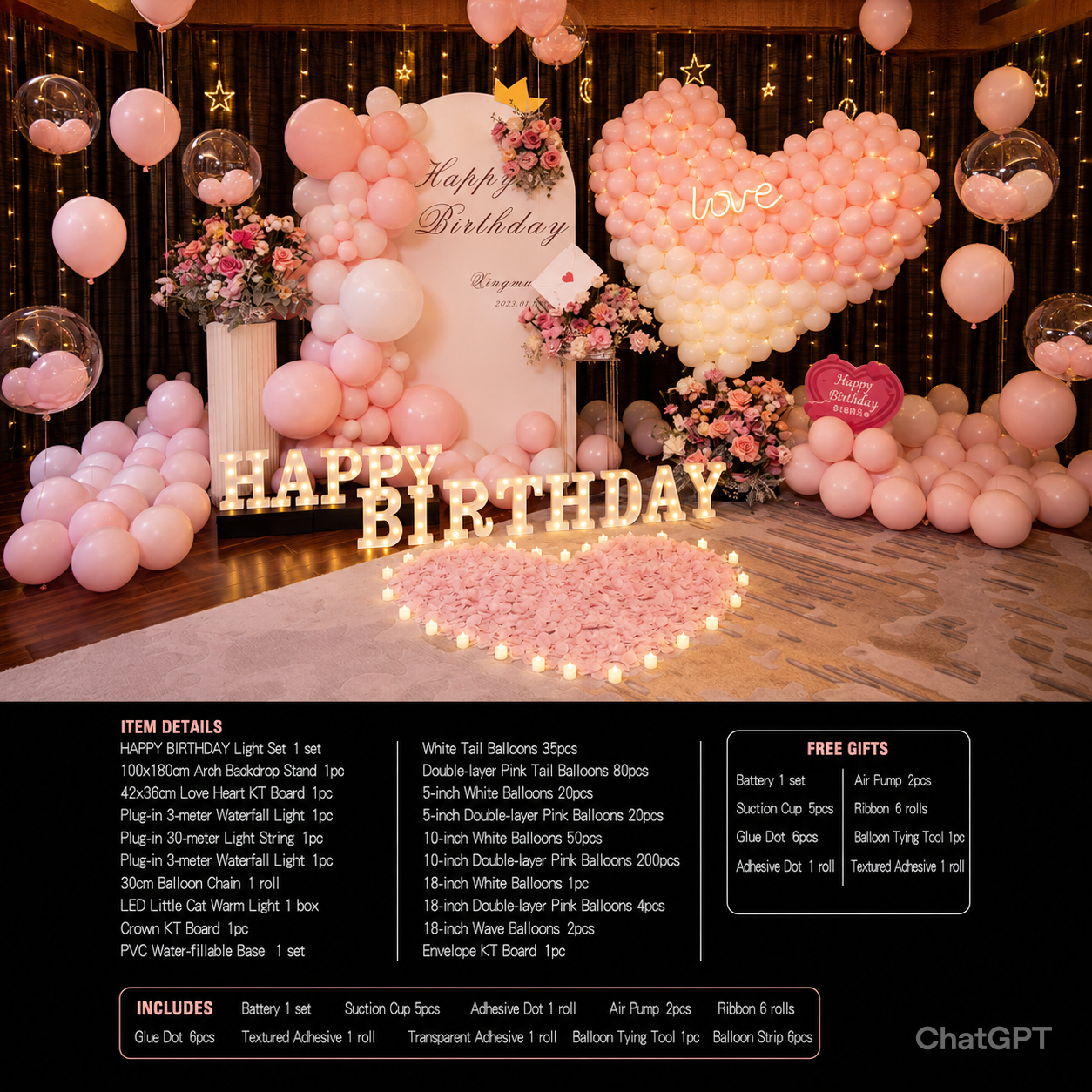 Flowerva Birthday Party Balloon Decoration Scene Set