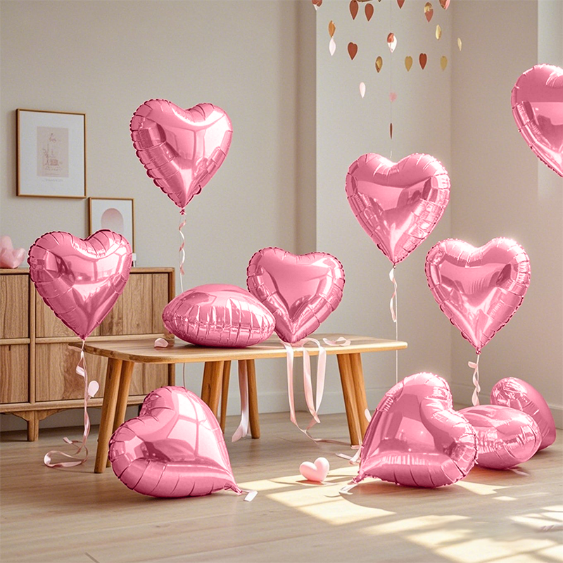 Flowerva 18-inch Pink Silver Heart Foil Balloon for Wedding Birthday Party Decoration