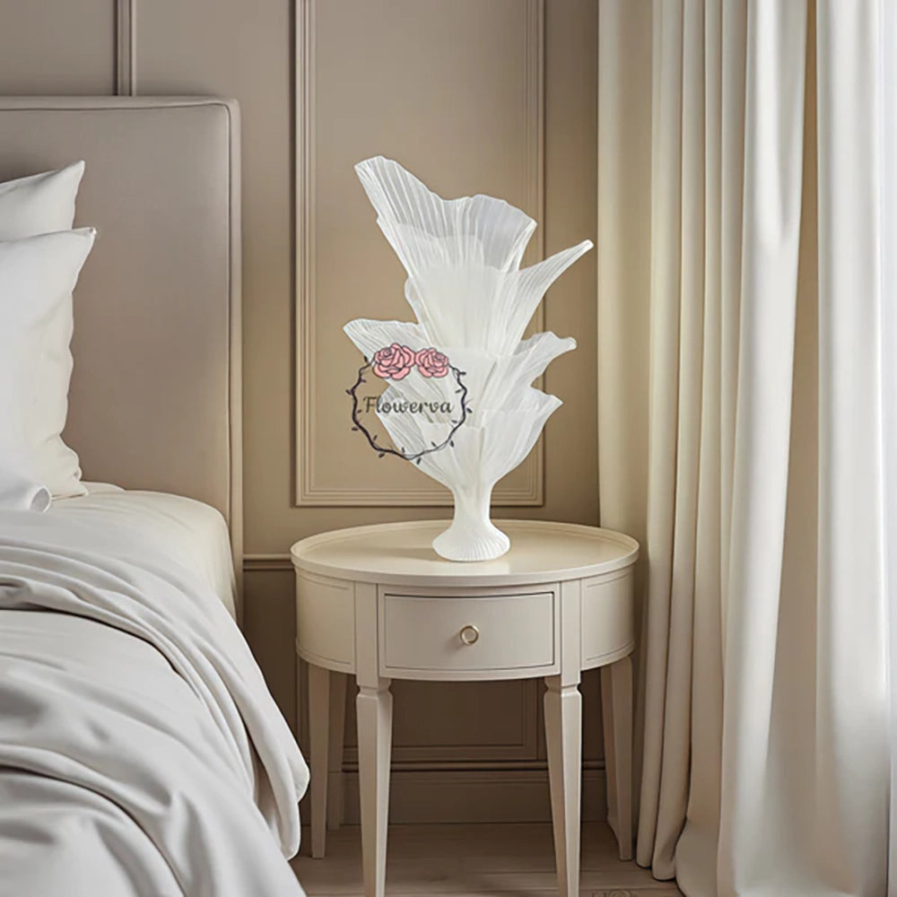 Flowerva White Aura Pleat Table Flower