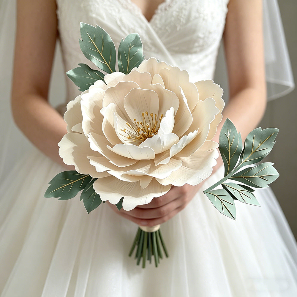 Flowerva Imperial White Peony Premium Flower