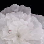 Flowerva Silvery-White Shimmer Ruffled Fabric Flower