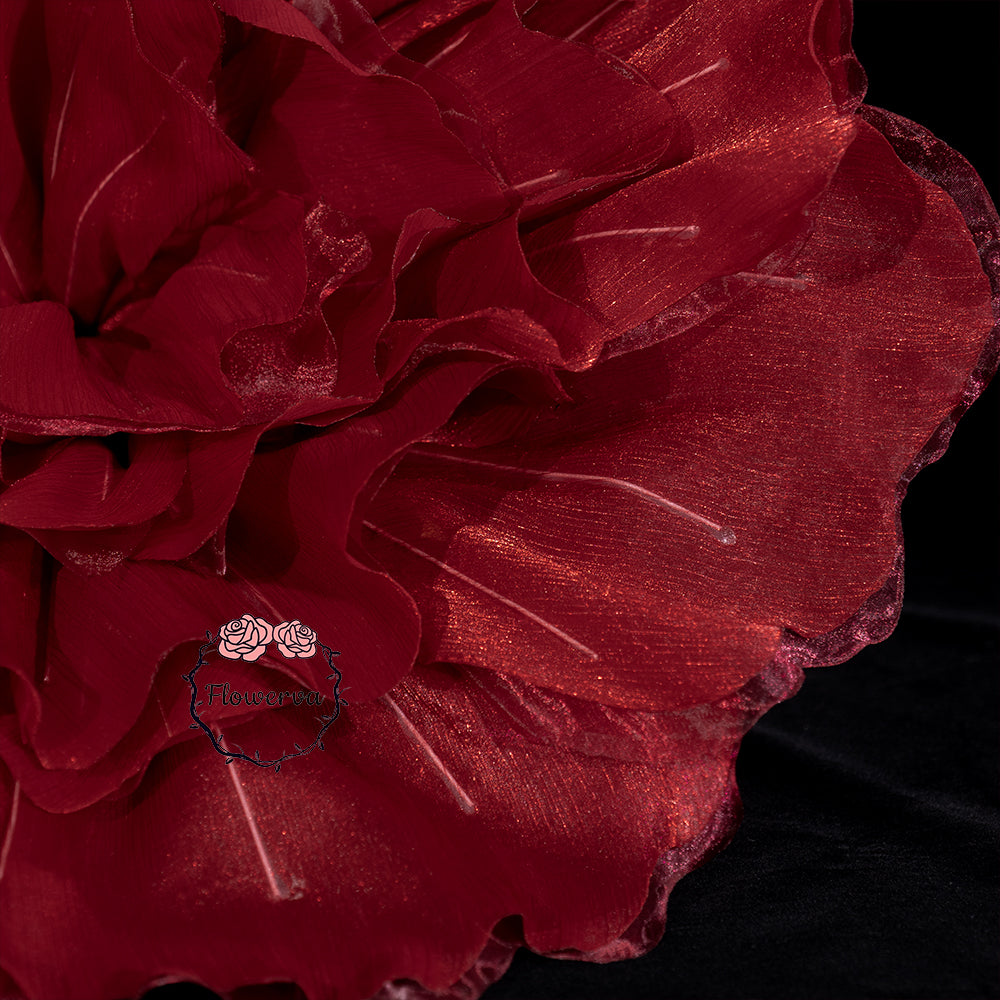 Flowerva Scarlet Shimmer Ruffled Fabric Flower