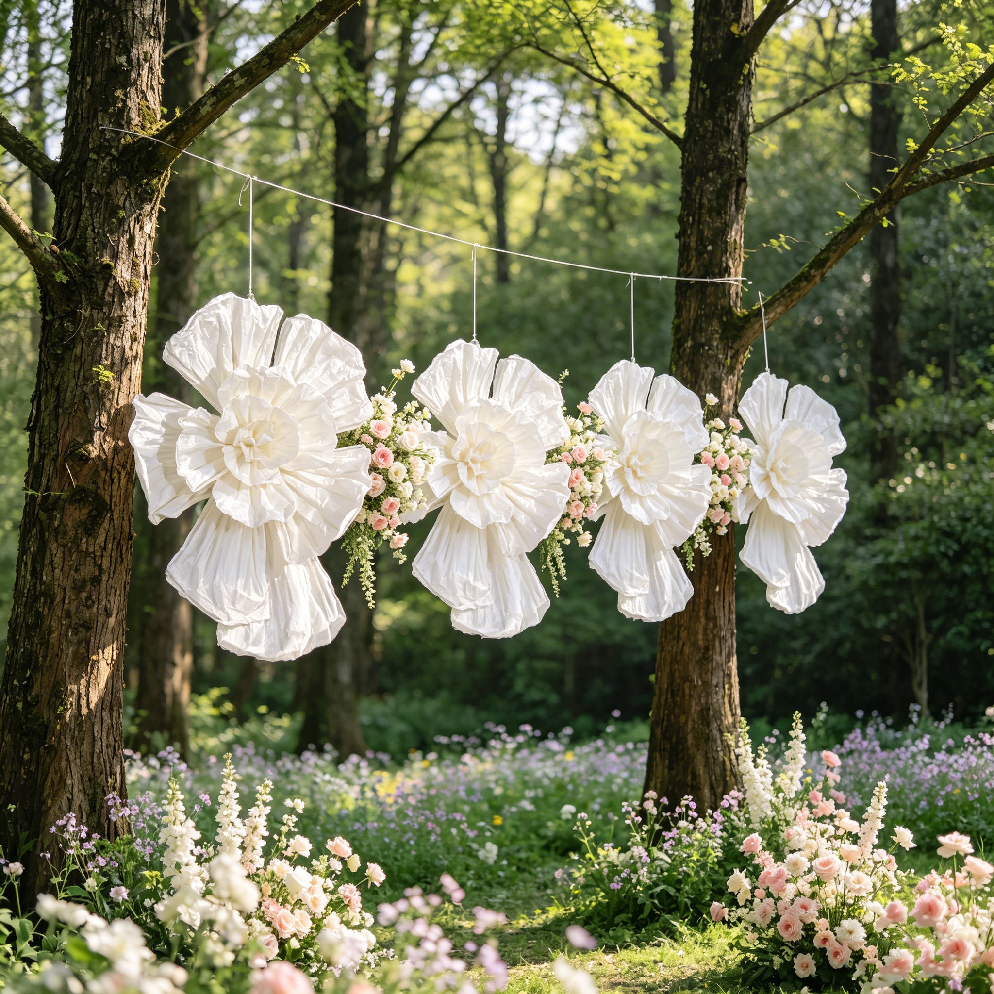 Flowerva Couture Crinkle White Art Installation