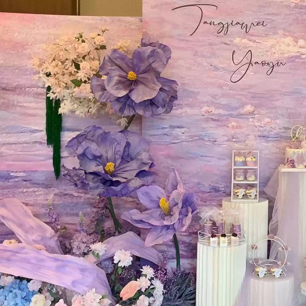 Flowerva Purple Crinkle Contour Premium Decor