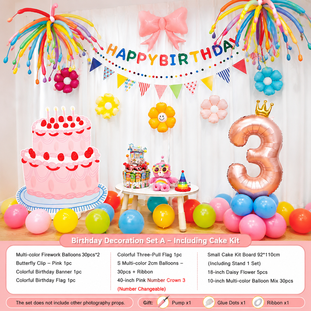 Flowerva Kids Birthday Party Balloon Decorations Scene Layout Set