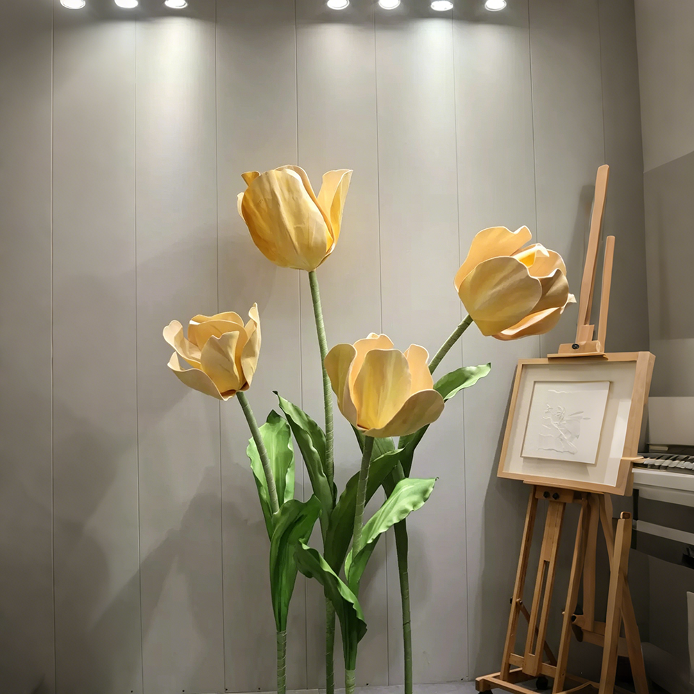 Flowerva Yellow Tulip Statement Bloom Premium Decor