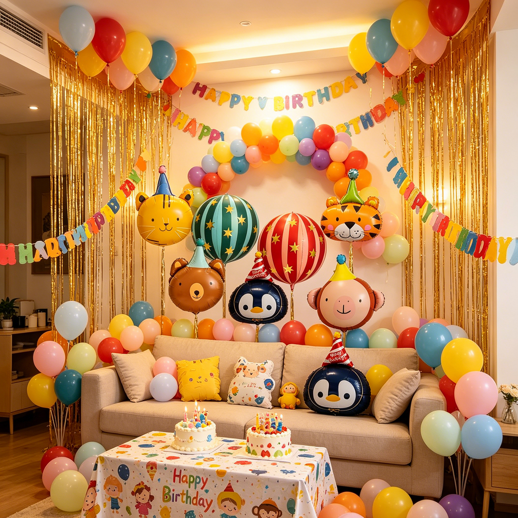 Flowerva Cartoon Creative Animal Foil Balloons Kids Birthday Party Scene Decoration