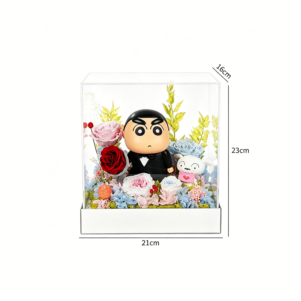 Flowerva Crayon Character Preserved Flower Box Premium Decor